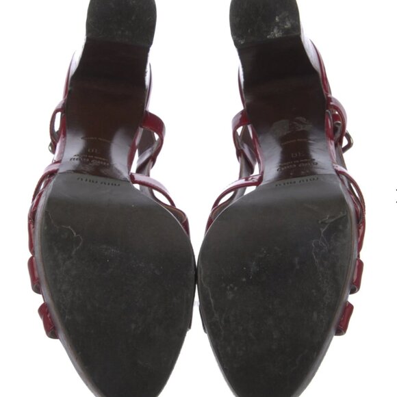 Miu Miu Burgundy Patent Leather Platform Slingback Sandals with dust bag - Picture 5 of 9